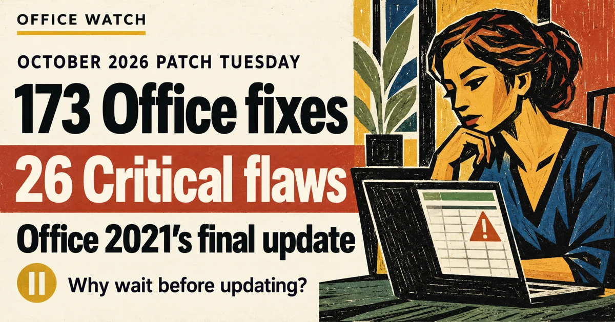 October 2026 Patch Tuesday: 173 Office Fixes, 26 Critical Flaws, and Office 2021’s Final Update