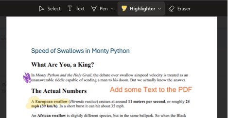 PDF document with text highlighting and annotation tools active. : Office-Watch.com