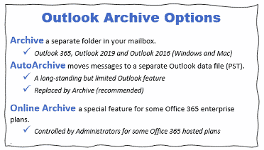 About Outlook Archive, Online Archive and AutoArchive - Office Watch