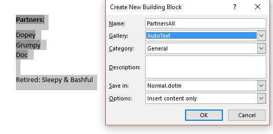 AutoText and the AutoTextList field - Office Watch