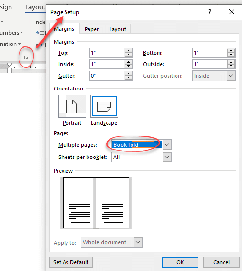 book margins in word for mac