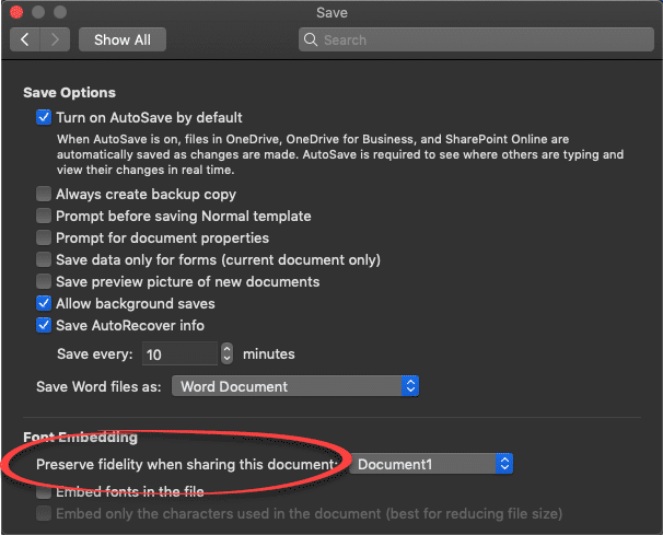 Embed fonts in word for mac