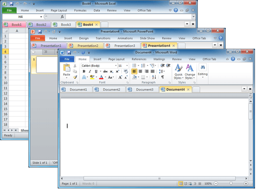 Four X cross ✗ choices in Word, Excel, PowerPoint and Outlook