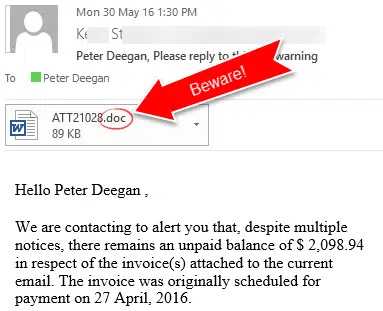 Beware .doc files in emails