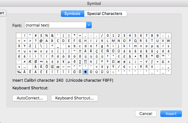 Mac Keyboard Symbols Chart