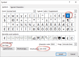 Yen ¥ symbol in Word, Excel, PowerPoint and Outlook - Office Watch