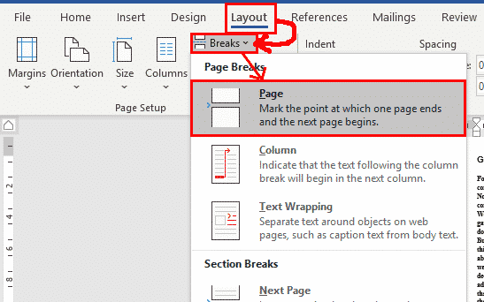 Line break symbol in word