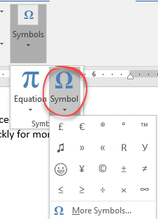 apple version of word insert symbol