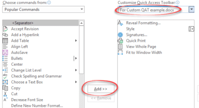 Make a custom Quick Access Toolbar for special documents in Word ...
