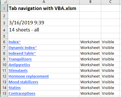 Make automatic Excel worksheet list or table of contents Office Watch