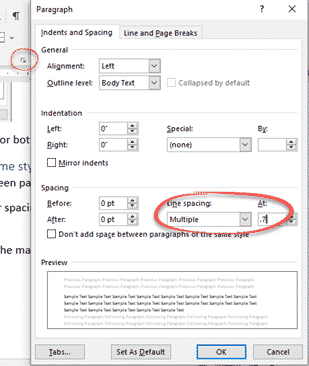 line spacing in outlook for mac