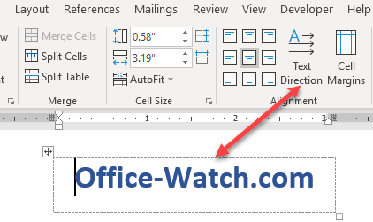 how do you center vertically in word table