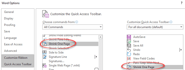 how to select fit to one page in word