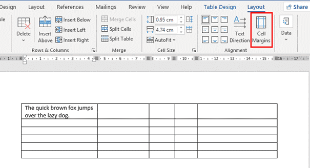 how to change top margin in word on page only