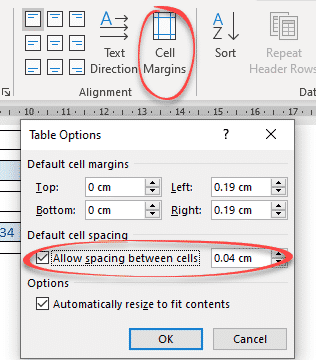 center text in a table column word 2016 for mac