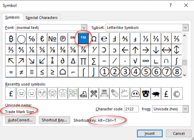 Inserting the Trademark ™ Symbol in Microsoft Office for Windows and ...