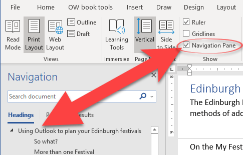 Word For Mac - How To Stop The Navigation Pane From Showing